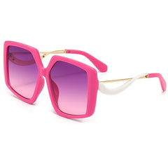 Polygon Frame Metal Temple Sunglasses UV Protection
