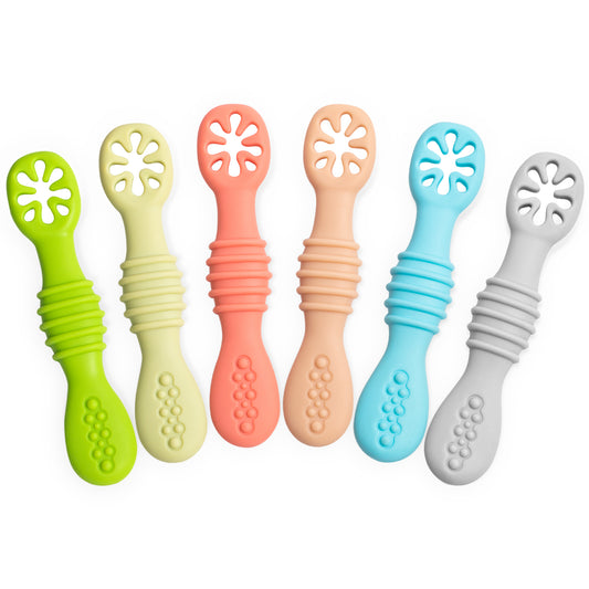 6 Piece Silicone Baby Spoons Set for Toddlers BPA-Free Ages 4 Months