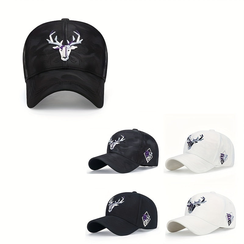 Embroidered Deer Head Baseball Cap Sun Hat Trucker Hat