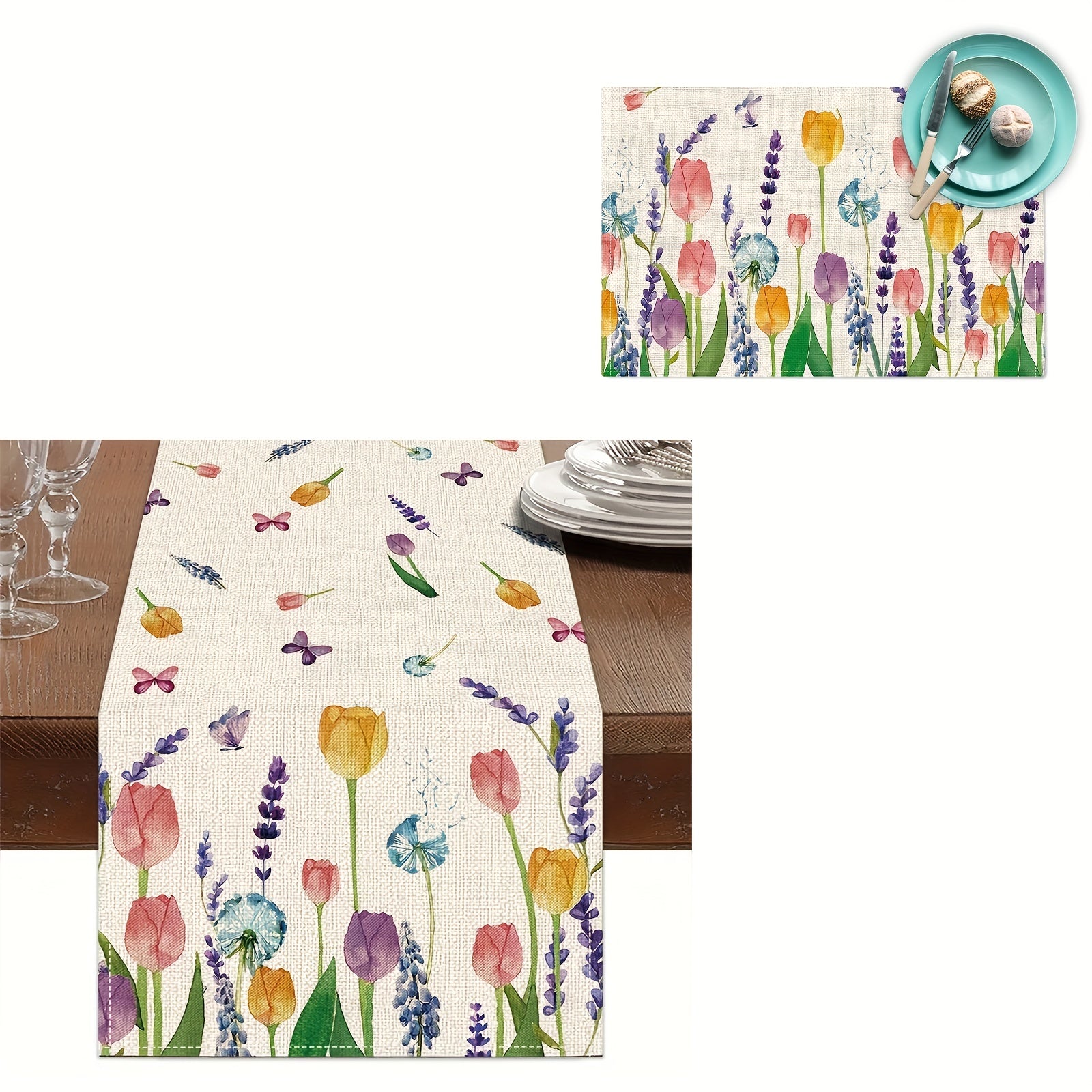 Lavender Tulip Table Runner for Home Party Decor