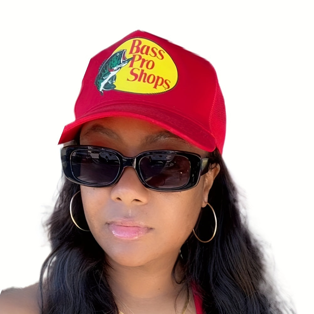 Fish Print Baseball Cap Mesh Breathable Adjustable Trucker Hat