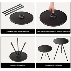 Folding Portable Lightweight Camping Table Adjustable Height Aluminum 3 Legs
