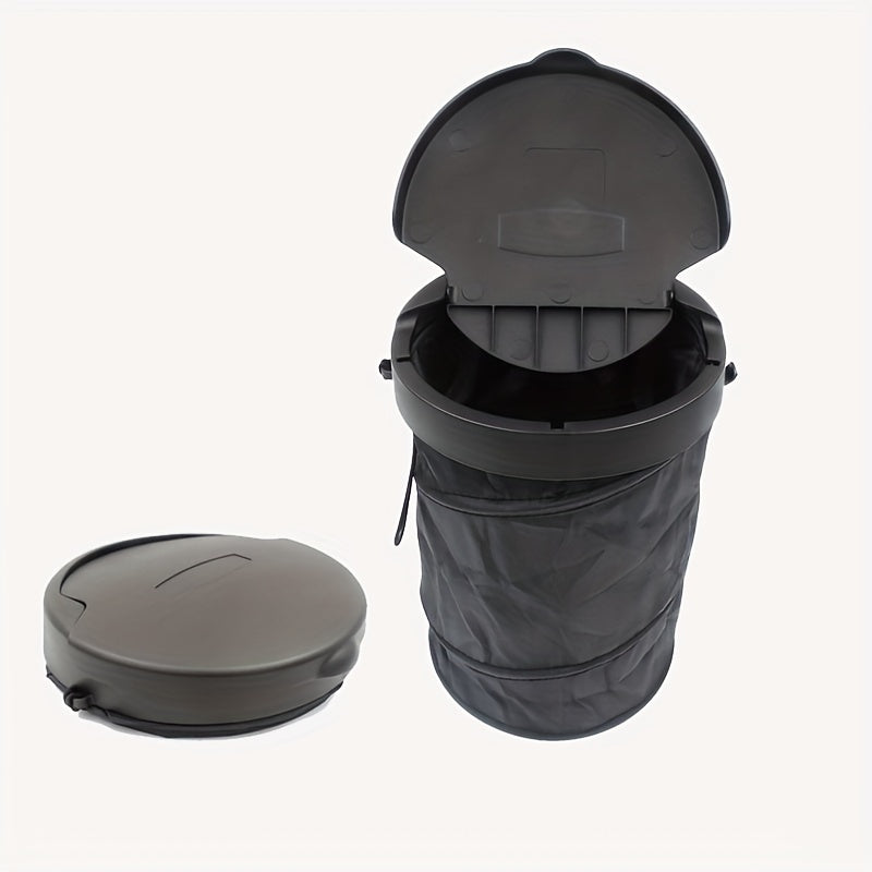Car Mounted Trash Can Folding Hanging Creative Function With Cover