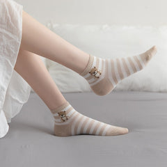 5 Pairs Pink Ankle Socks for Women