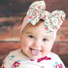 Printed Threaded Bow Baby Headband For 0-2 Year Old Babies