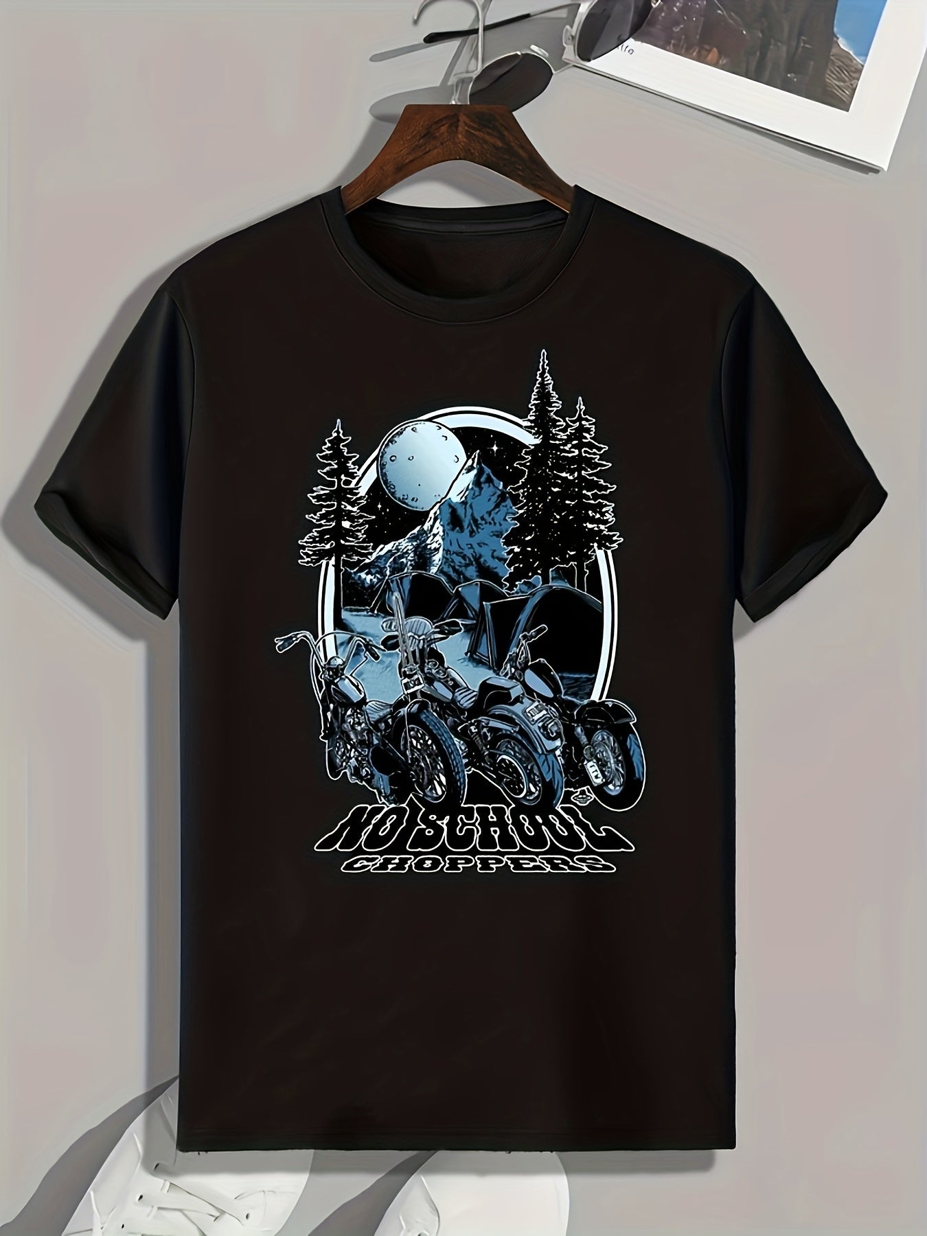 Motorcycle Forest Print Men's Graphic T shirt Casual Comfy Tees For Summer