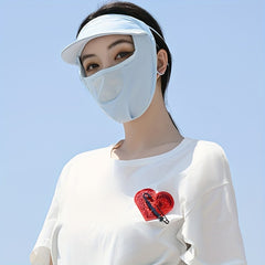 Sunproof Ice Silk Face Mask With Brim Elastic Mesh Breathable Face Covering