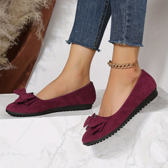 Women's Bowknot Flat Shoes Slip On Solid Shoes