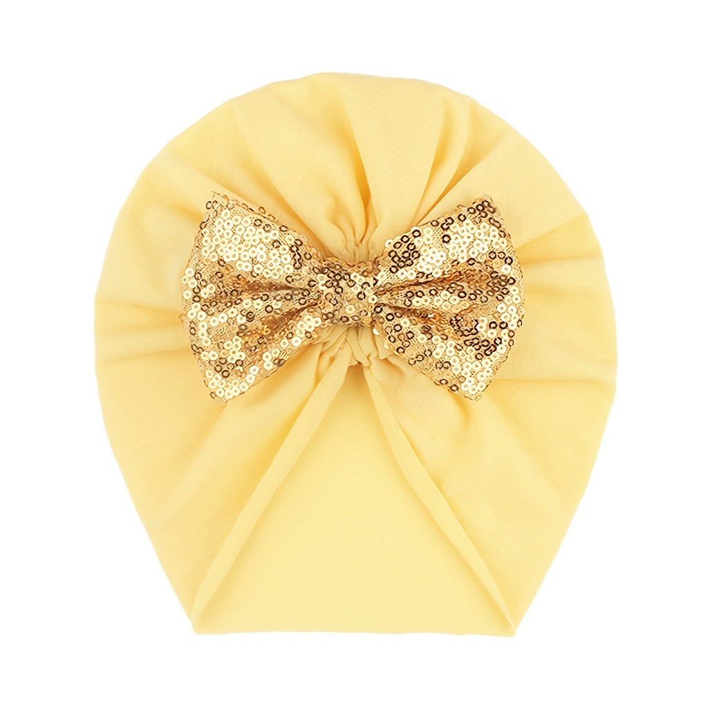 Sequin Bow Baby Headscarf Hat For Baby 0-3 Years Old
