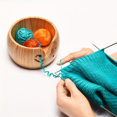 Wooden Wool Bowl Round Knitting Storage Vintage DIY Yarn Bowl