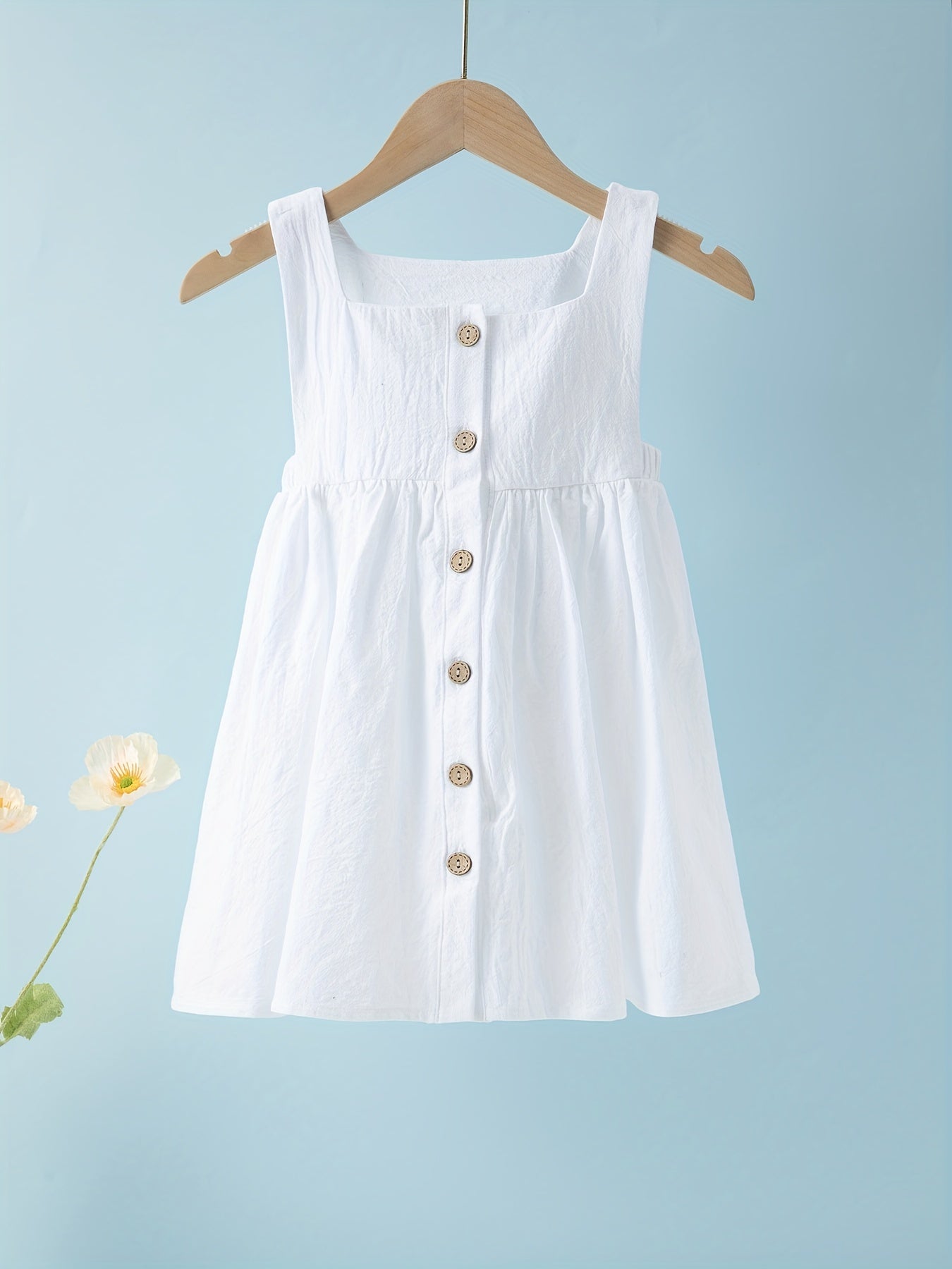 Baby Girls Button Pleated Cami Casual Dress