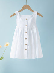 Baby Girls Button Pleated Cami Casual Dress