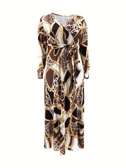 Colorblock Leopard Print Maxi Dress With Belt