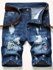 Men's Ripped Denim Shorts Distressed Casual Street Style