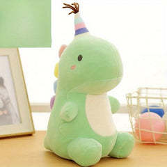 Rainbow Dinosaur Plush Toy, Glass Filled, Green Pink Stuffed Animal