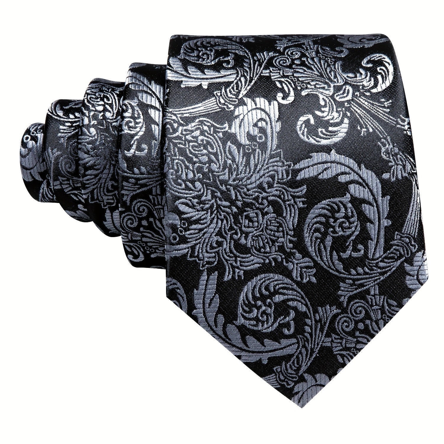 Barry Wang Black&White Floral Paisley Necktie Set