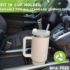 1200ml Insulated Stainless Steel Cup with Handle & Straw
