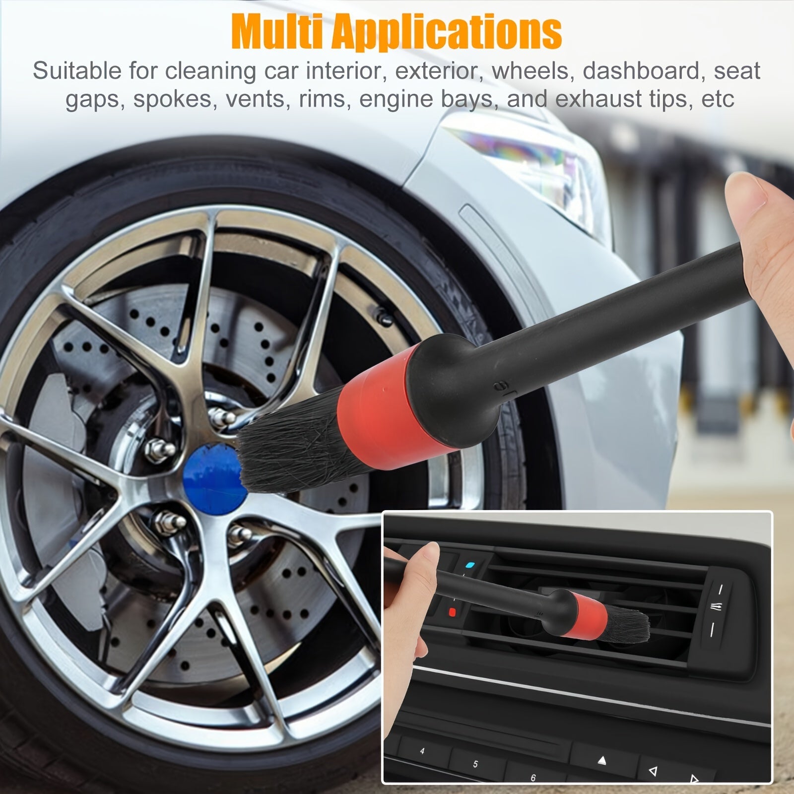 Car Air Outlet Gap Detail Brush Cleaning Brush Set 9pcs
