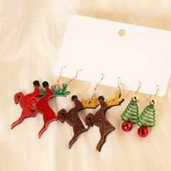 3 Pairs Set Christmas Elk Dangle Earrings