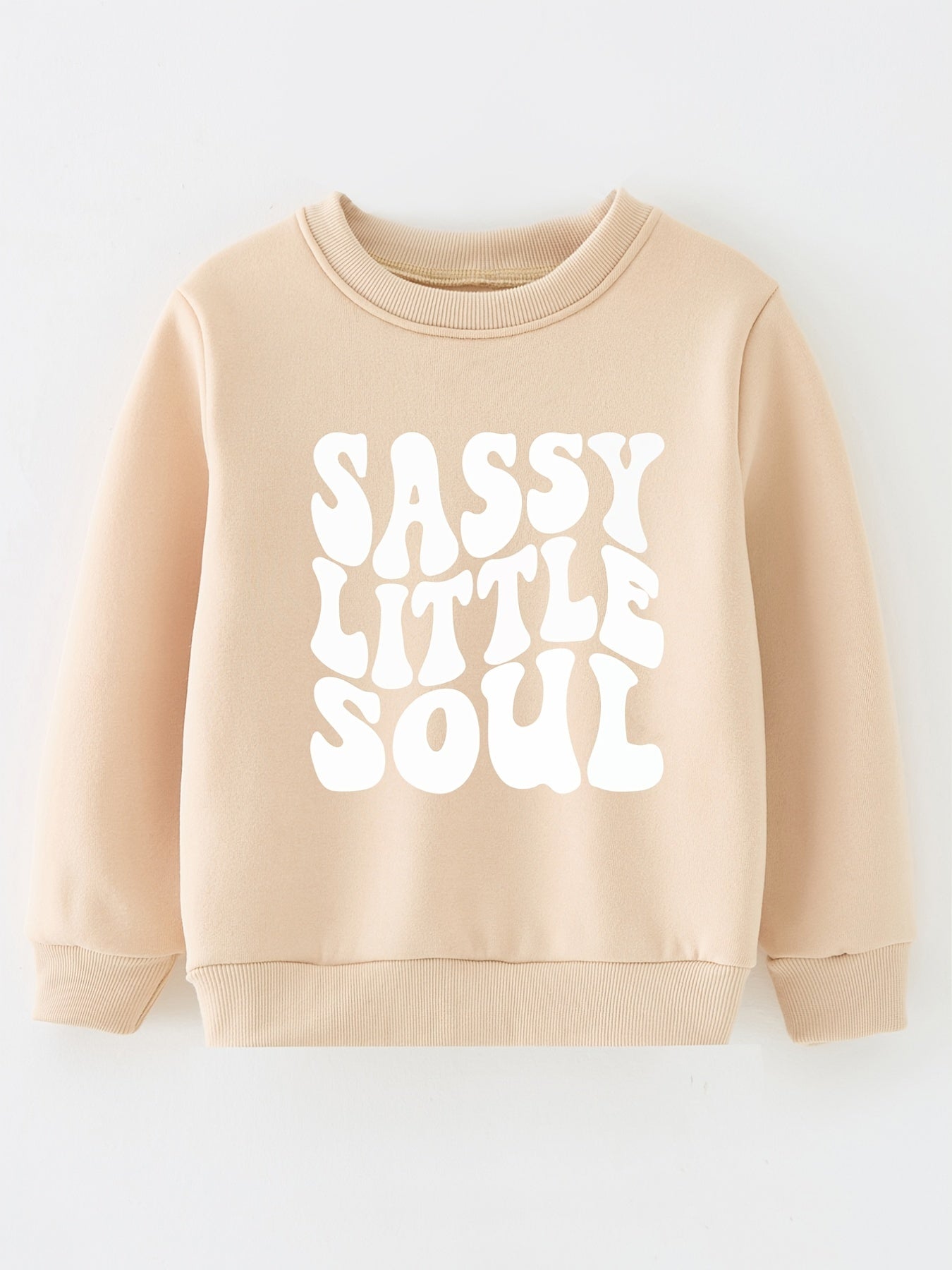 Toddler Girls Pink Thin Fleece Round Neck Sweatshirt Kids Clothes