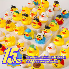 15pcs Assorted Rubber Ducks for Baby Bath Toys Party Favors