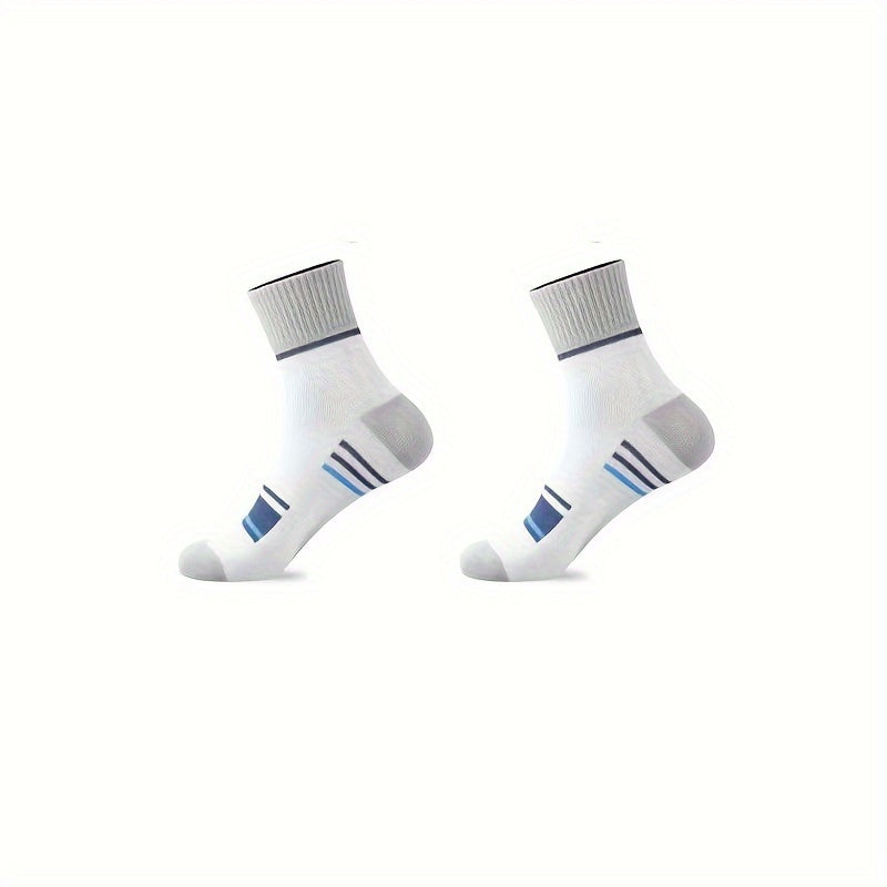 Men's Block Crew Socks Breathable Comfy Casual Unisex Socks Outdoor All Seasons