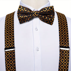 Men's Pants Suspender Set With Bow Tie Cufflinks Handkerchief