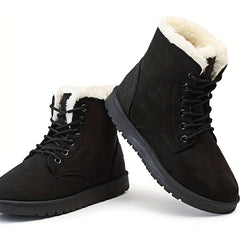 Women's Non slip Lace Up Short Snow Boots Winter Warm Shoes