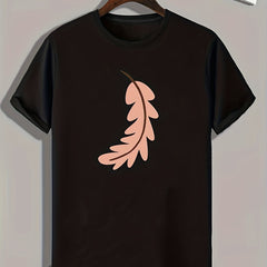 Feather Print Men's Stretch Tee for Outdoor Summer