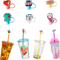 9pcs Silicone Straw Cover Reusable Dustproof Drinking Straw Plug