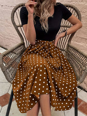 Polka Dot Print Dress Casual Short Sleeve Women's Clothing