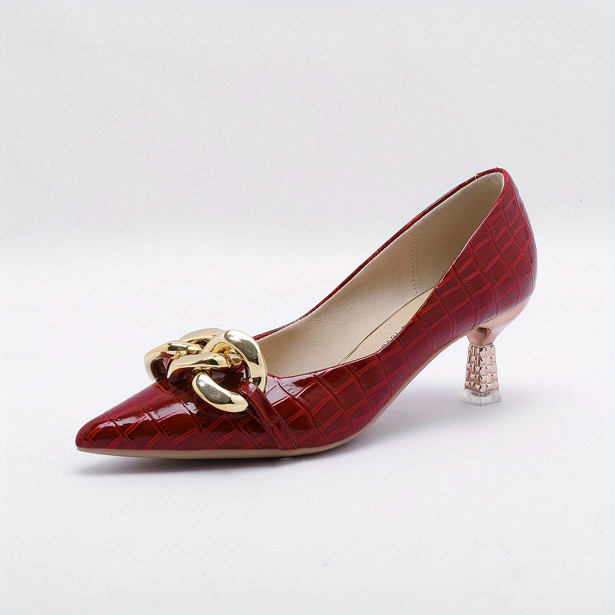 Chain Decor Slip On Pointed Toe Pumps