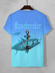 Fish Pattern T shirt Men's Casual Street Style Stretch Tee Shirt