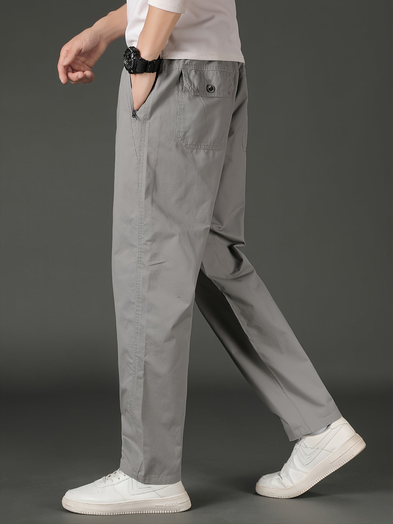 Men's Solid Slim Straight Casual Pants