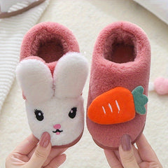 Girls' Cartoon Rabbit Furry House Shoes Non Slip Soft Bottom Walking Shoes