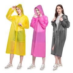 Waterproof Reusable Raincoat with Adjustable Hood for Outdoor Activities