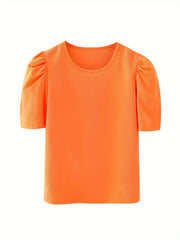 Versatile Puff Short Sleeve T shirt Girls Solid Tees Summer Clothes Party Gift
