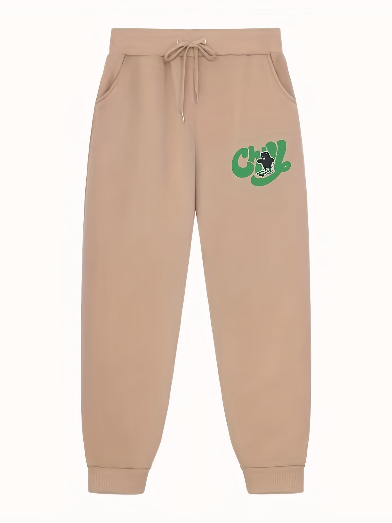 Chill Print Joggers Men's Casual Loose Fit Stretch Waist Drawstring Pants