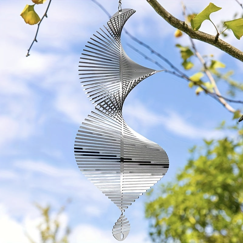 Stainless Steel 3D Petals Garden Wind Spinner Balcony Indoor Pendant