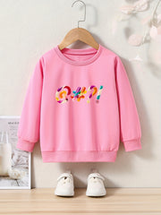 Colorful Candy Print Girls Casual Sweatshirt Long Sleeve Crew Neck Tops