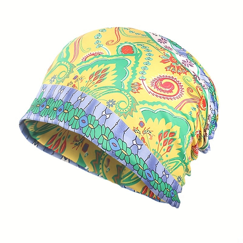 Flower Print Beanie Turban Chemo Cap Lightweight Skull Hat