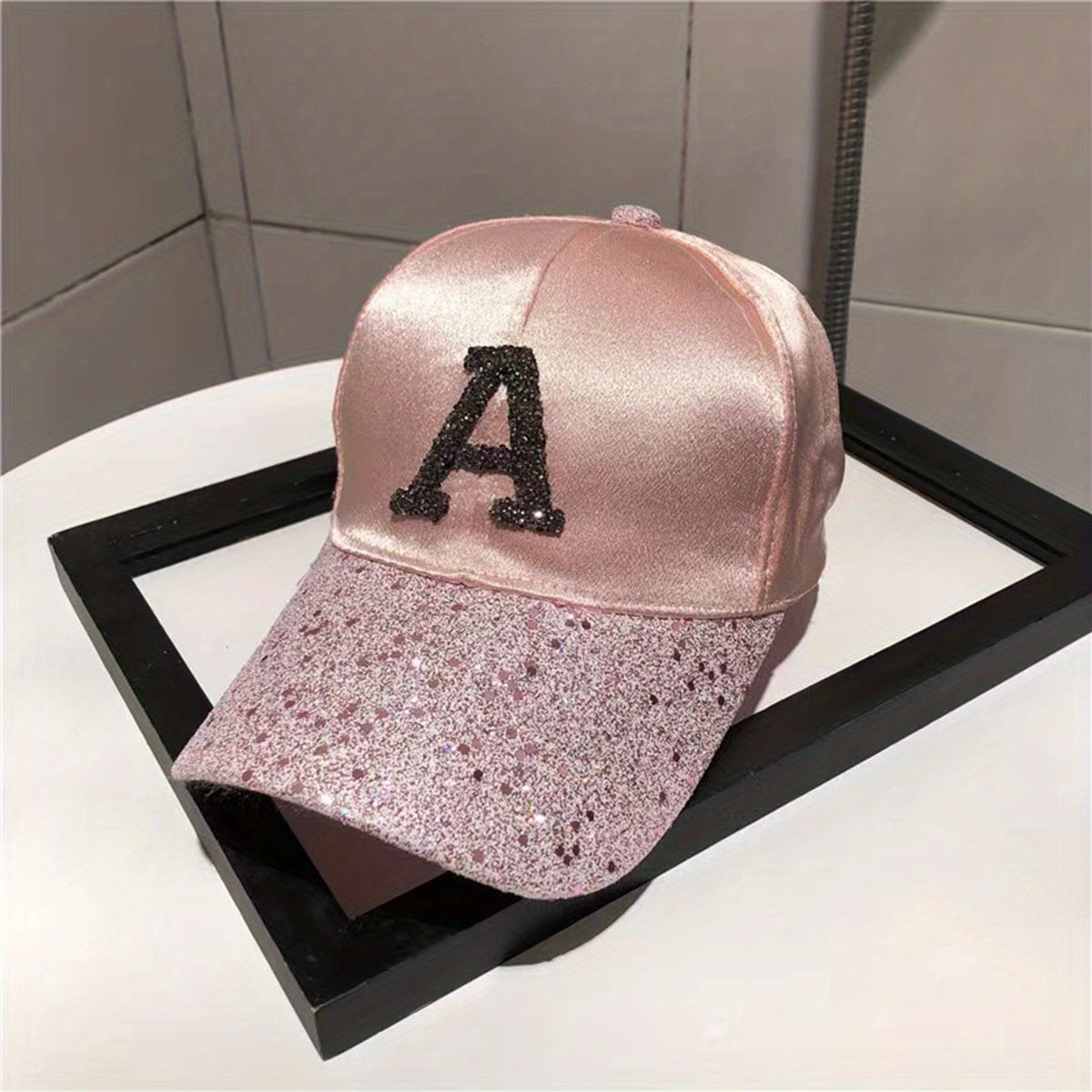 Glitter A Patch Baseball Cap Solid Y2K Sun Hats Hip Hop Dad Hat
