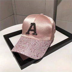 Glitter A Patch Baseball Cap Solid Y2K Sun Hats Hip Hop Dad Hat