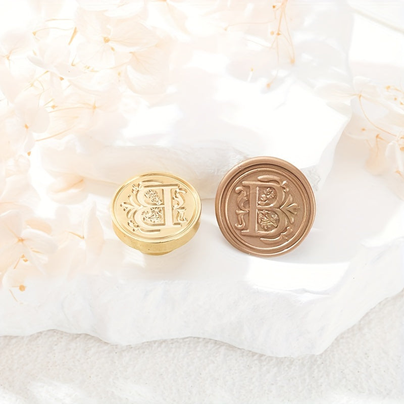 Brass Stamp 25mm Fancy Letter Pattern Striped Design