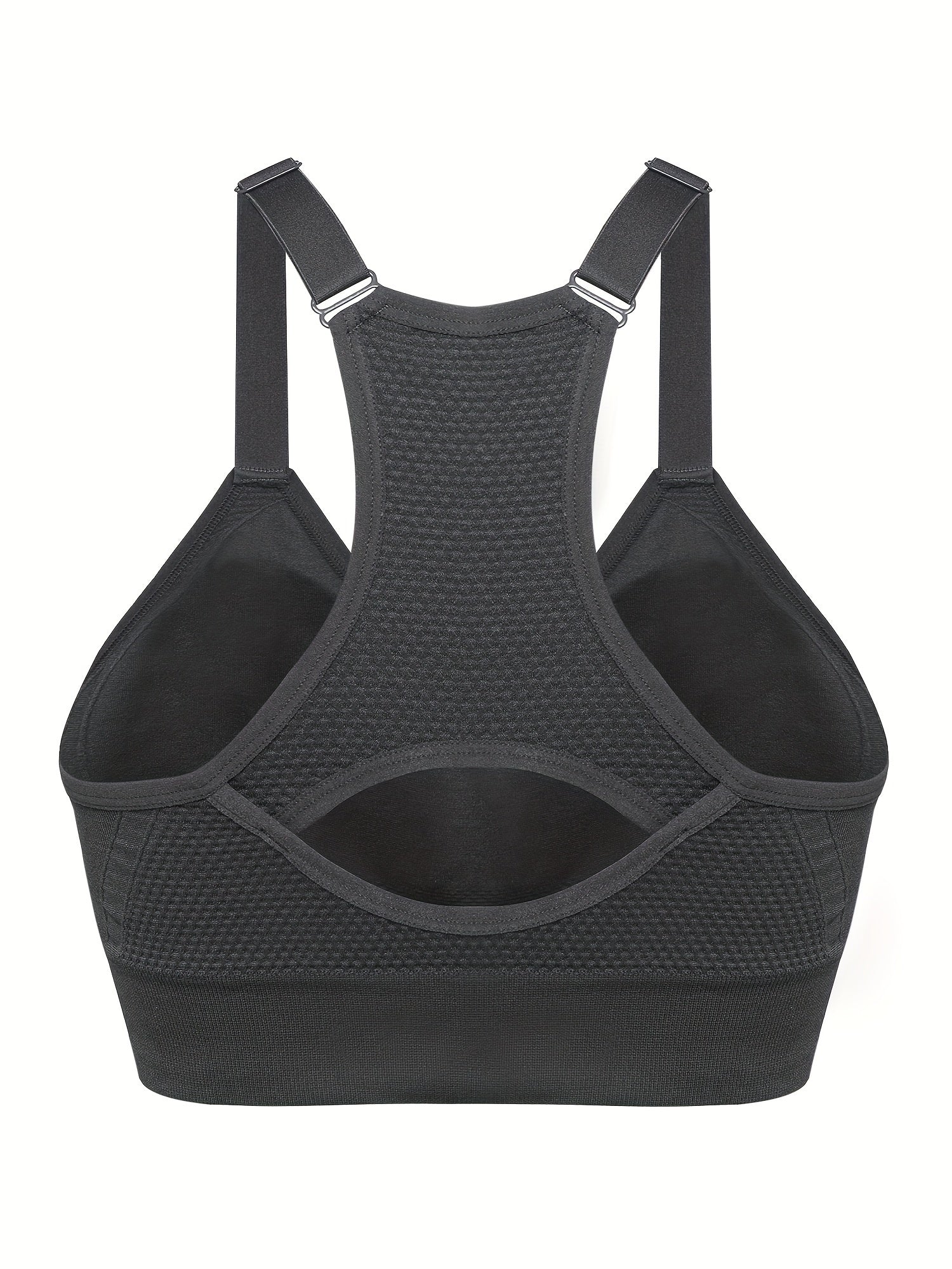2 Pack Plus Size Sports Bra Set Solid Wireless Racer Back Yoga Gym Bralette 2pcs