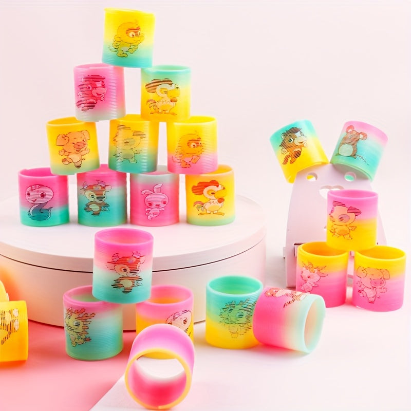 24pcs Mini Plastic Rainbow Circle Cartoon Spring Circle Party Gift