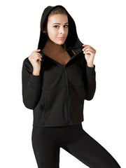 Women's Quick Drying Hooded Workout Jacket with Pockets