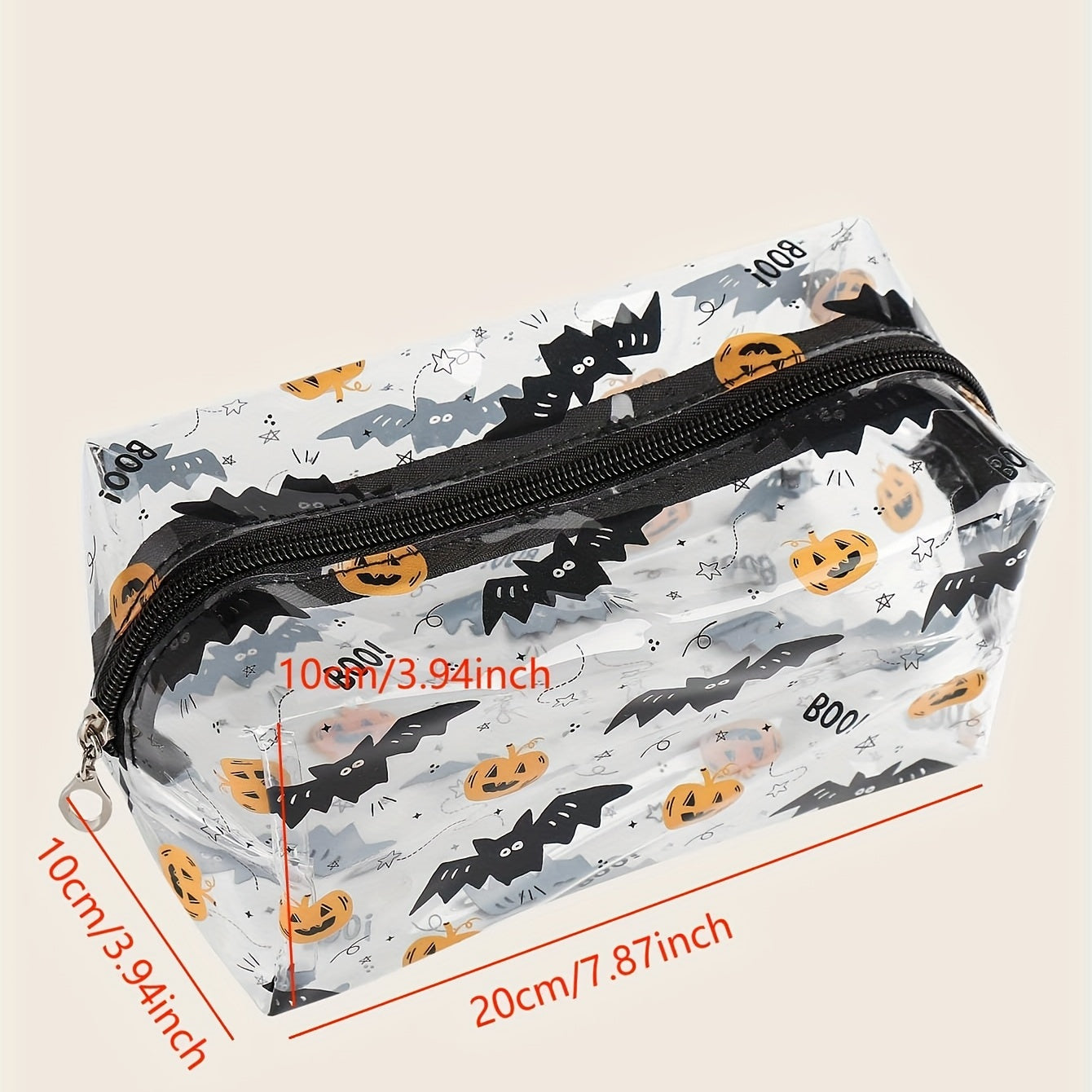 Halloween Pumpkin & Bat Print Cosmetic Bag