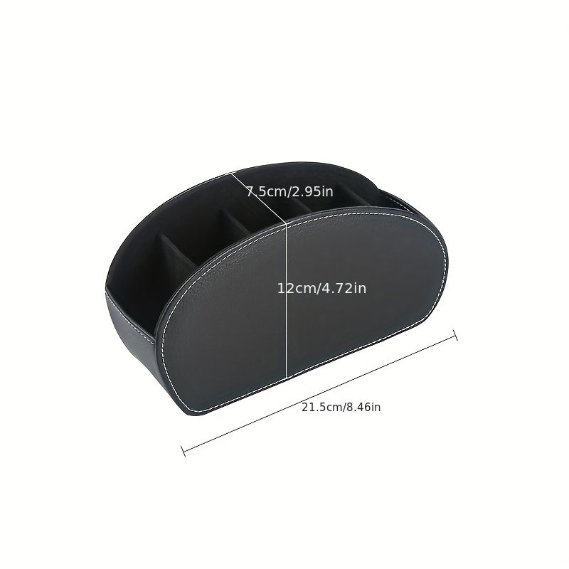 PU Leather Remote Control Holder Organizer Box with 5 Compartments