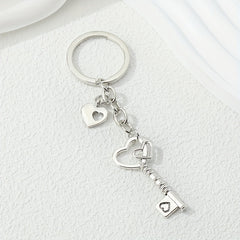 Heart Key Keychain Romantic Metal Key Ring Purse Bag Backpack Car Key Charm